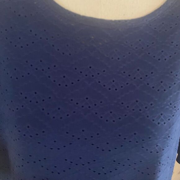 New Denim & Co Eyelet Crew Short Sleeve Top sz XL - Picture 4 of 7